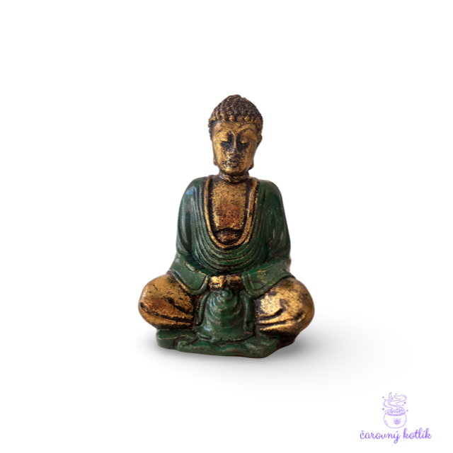Buddha - soška malá - zlato-zelená
