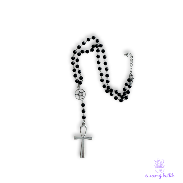 Čierny pentagramový náhrdelník s anchom
